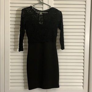 Black long sleeve mini dress